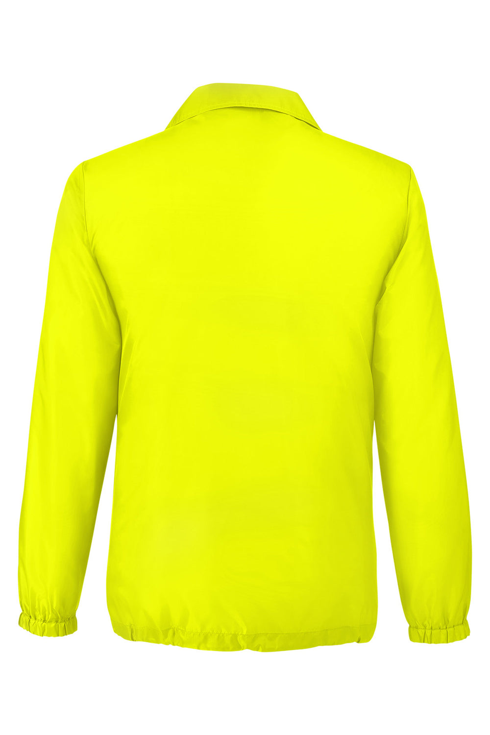 Team 365 TT75 Mens Zone Protect Snap Down Coaches Jacket Safety Yellow Flat Back