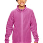 Team 365 Youth Campus Pill Resistant Microfleece Full Zip Jacket - Charity Pink