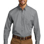 Port Authority Mens Carefree Stain Resistant Long Sleeve Button Down Shirt w/ Pocket - Gusty Grey
