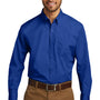 Port Authority Mens Carefree Stain Resistant Long Sleeve Button Down Shirt w/ Pocket - True Royal Blue