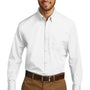 Port Authority Mens Carefree Stain Resistant Long Sleeve Button Down Shirt w/ Pocket - White