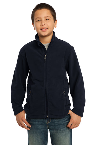 Port Authority Y217 Youth Full Zip Fleece Jacket Navy Blue Front