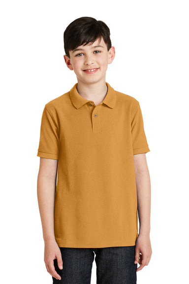 Port Authority Y500 Youth Silk Touch Wrinkle Resistant Short Sleeve Polo Shirt Gold Front
