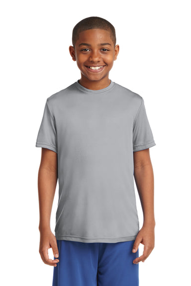 Sport-Tek YST350 Youth Competitor Moisture Wicking Short Sleeve Crewneck T-Shirt Silver Grey Front