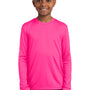 Sport-Tek Youth Competitor Moisture Wicking Long Sleeve Crewneck T-Shirt - Neon Pink