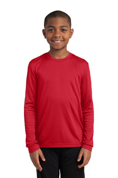 Sport-Tek YST350LS Youth Competitor Moisture Wicking Long Sleeve Crewneck T-Shirt Red Front