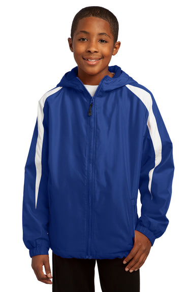 Sport-Tek YST81 Youth Full Zip Hooded Jacket Royal Blue Front