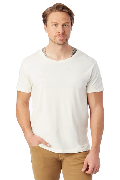 Alternative 04850C1/4850 Mens Heritage Distressed Short Sleeve Crewneck T-Shirt Vintage White Model Front