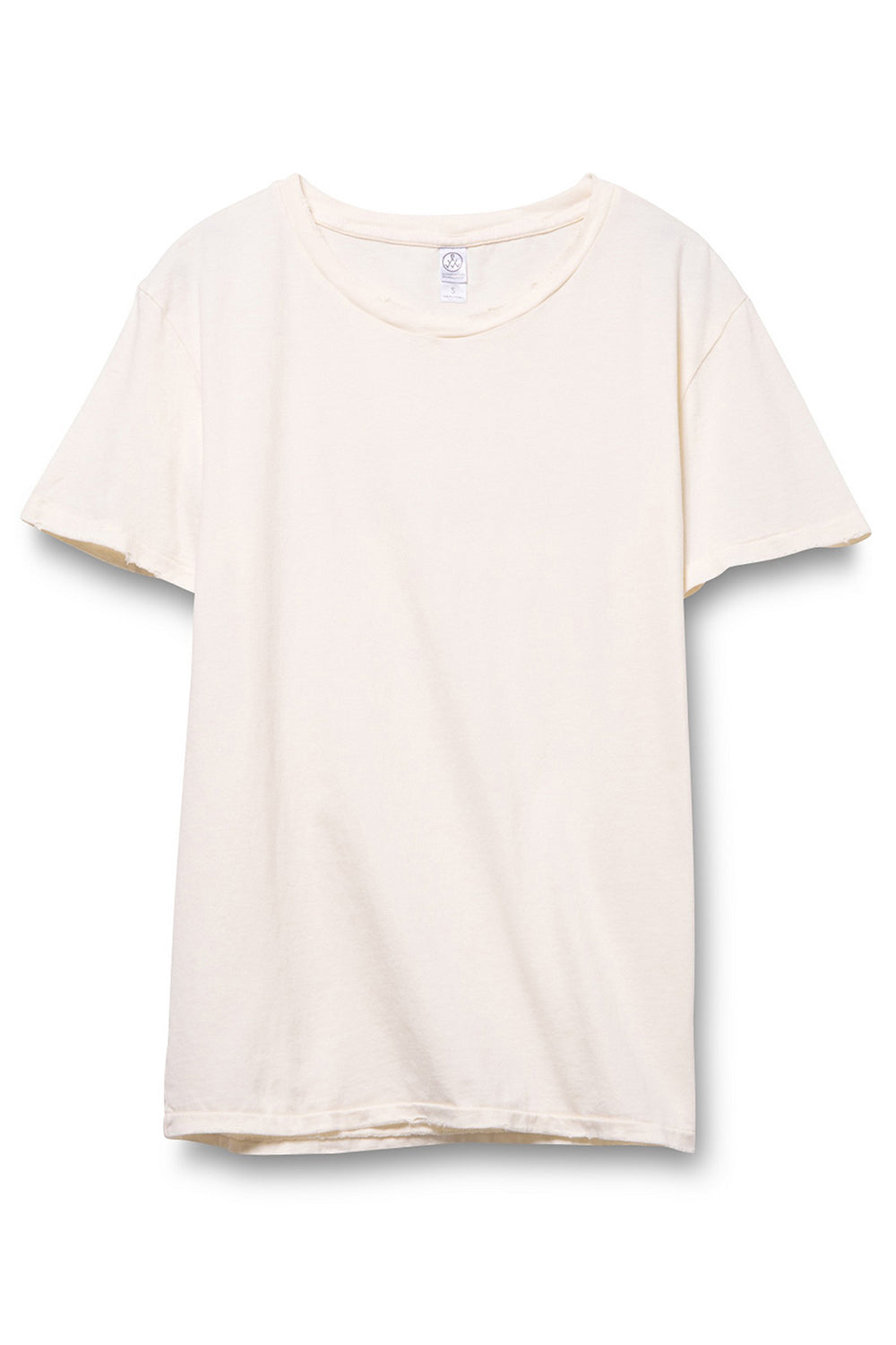 Alternative 04850C1/4850 Mens Heritage Distressed Short Sleeve Crewneck T-Shirt Vintage White Flat Front