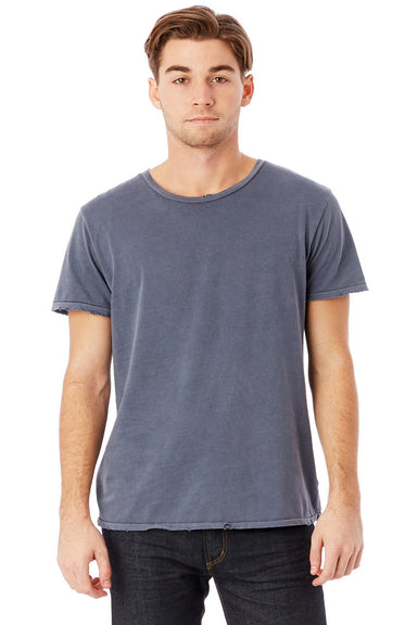 Alternative 04850C1/4850 Mens Heritage Distressed Short Sleeve Crewneck T-Shirt Dark Blue Model Front