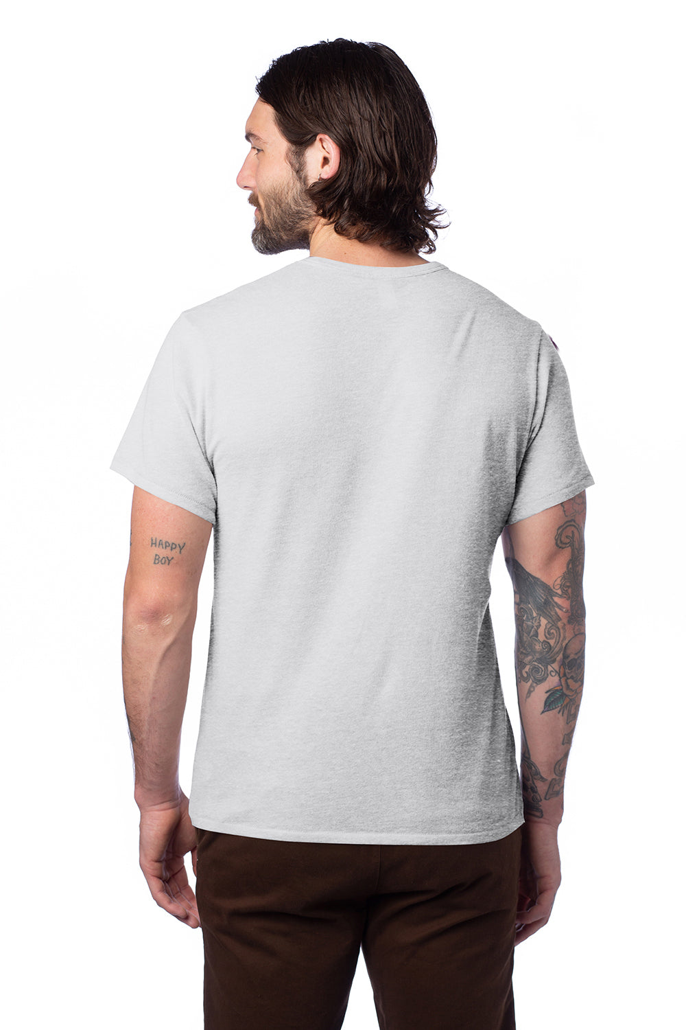 Alternative AA5050/05050BP/5050 Mens The Keeper Vintage Short Sleeve Crewneck T-Shirt Silver Grey Model Back
