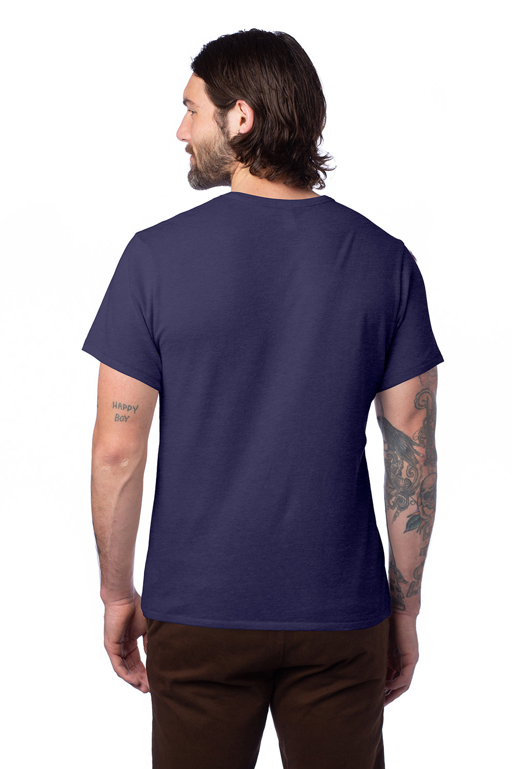 Alternative AA5050/05050BP/5050 Mens The Keeper Vintage Short Sleeve Crewneck T-Shirt Navy Blue Model Back