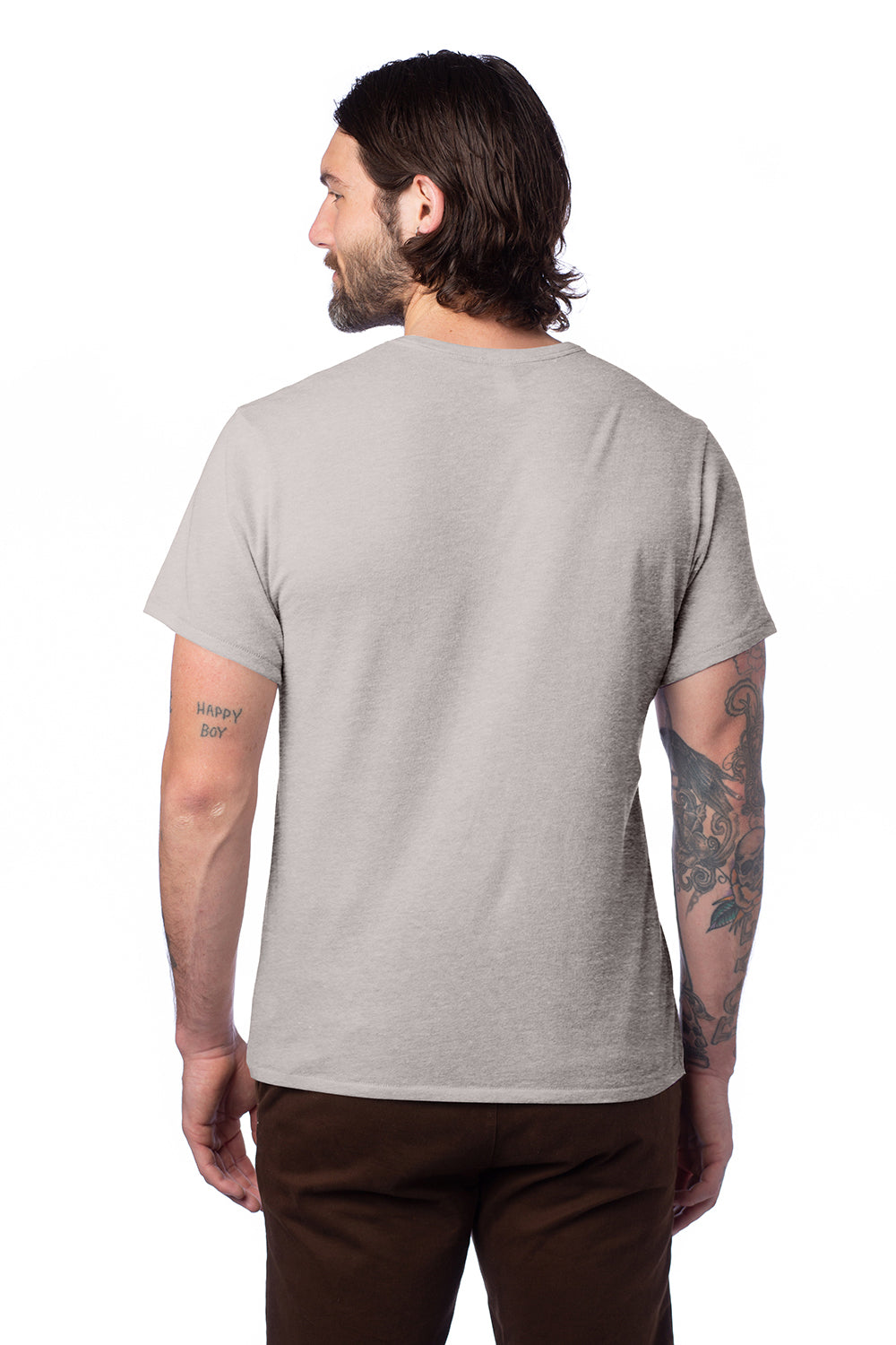 Alternative AA5050/05050BP/5050 Mens The Keeper Vintage Short Sleeve Crewneck T-Shirt Smoke Grey Model Back