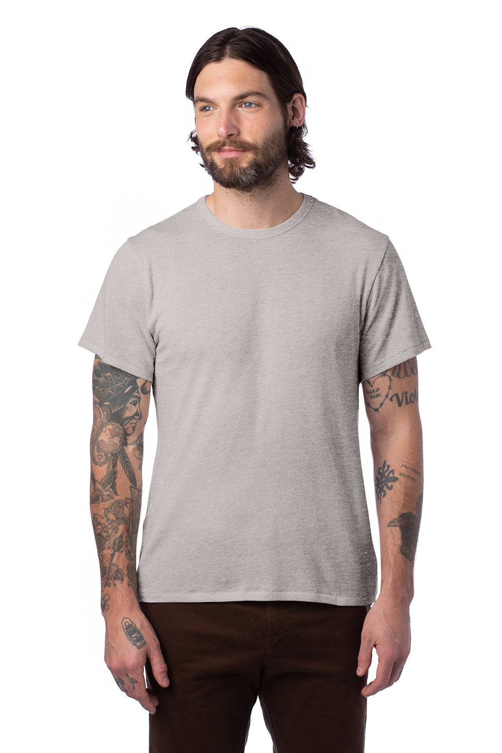 Alternative AA5050/05050BP/5050 Mens The Keeper Vintage Short Sleeve Crewneck T-Shirt Smoke Grey Model Front
