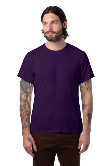 Alternative AA5050/05050BP/5050 Mens The Keeper Vintage Short Sleeve Crewneck T-Shirt Deep Violet Purple Model Front