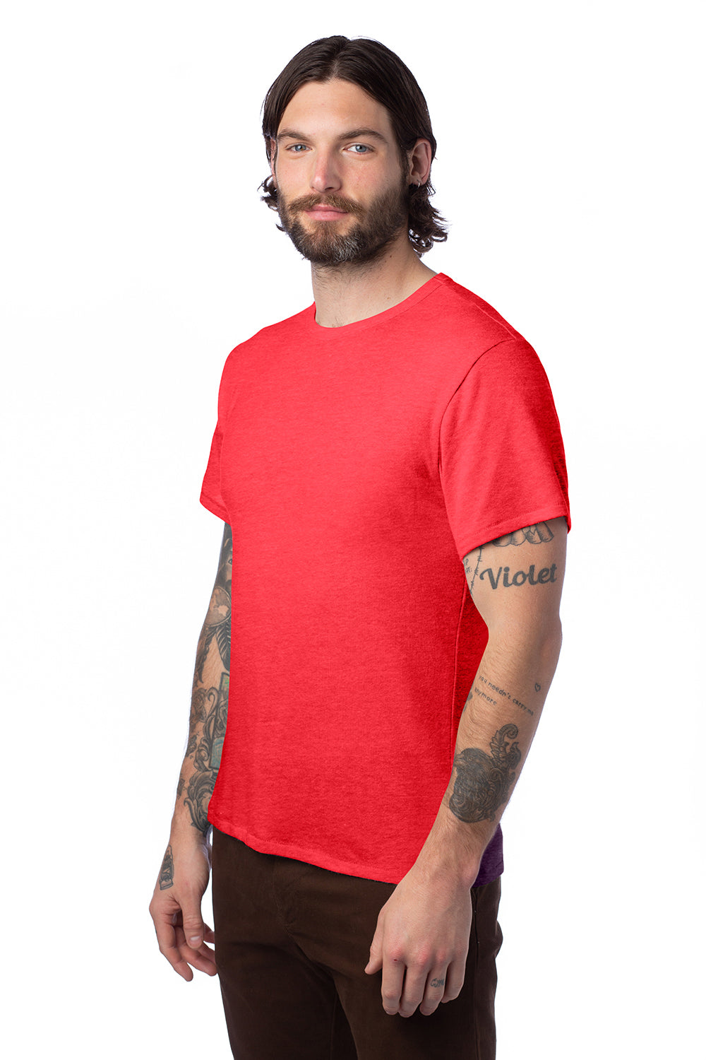 Alternative AA5050/05050BP/5050 Mens The Keeper Vintage Short Sleeve Crewneck T-Shirt Red Model 3Q