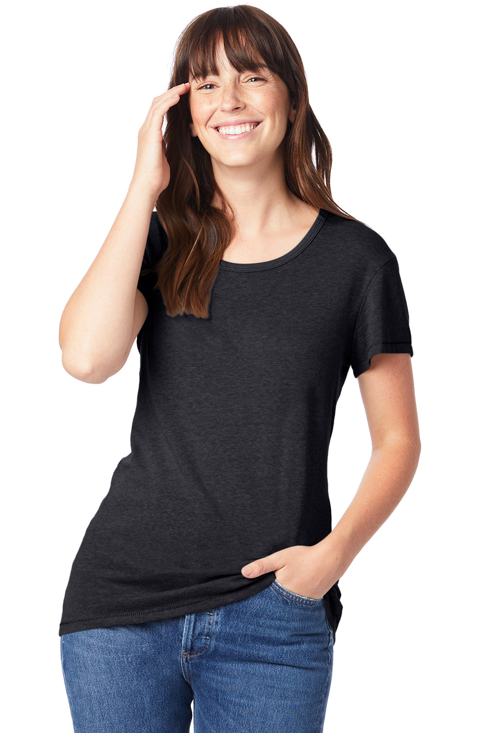 Alternative AA5052/05052BP/5052 Womens Keepsake Vintage Jersey Short Sleeve Crewneck T-Shirt Black Model Front