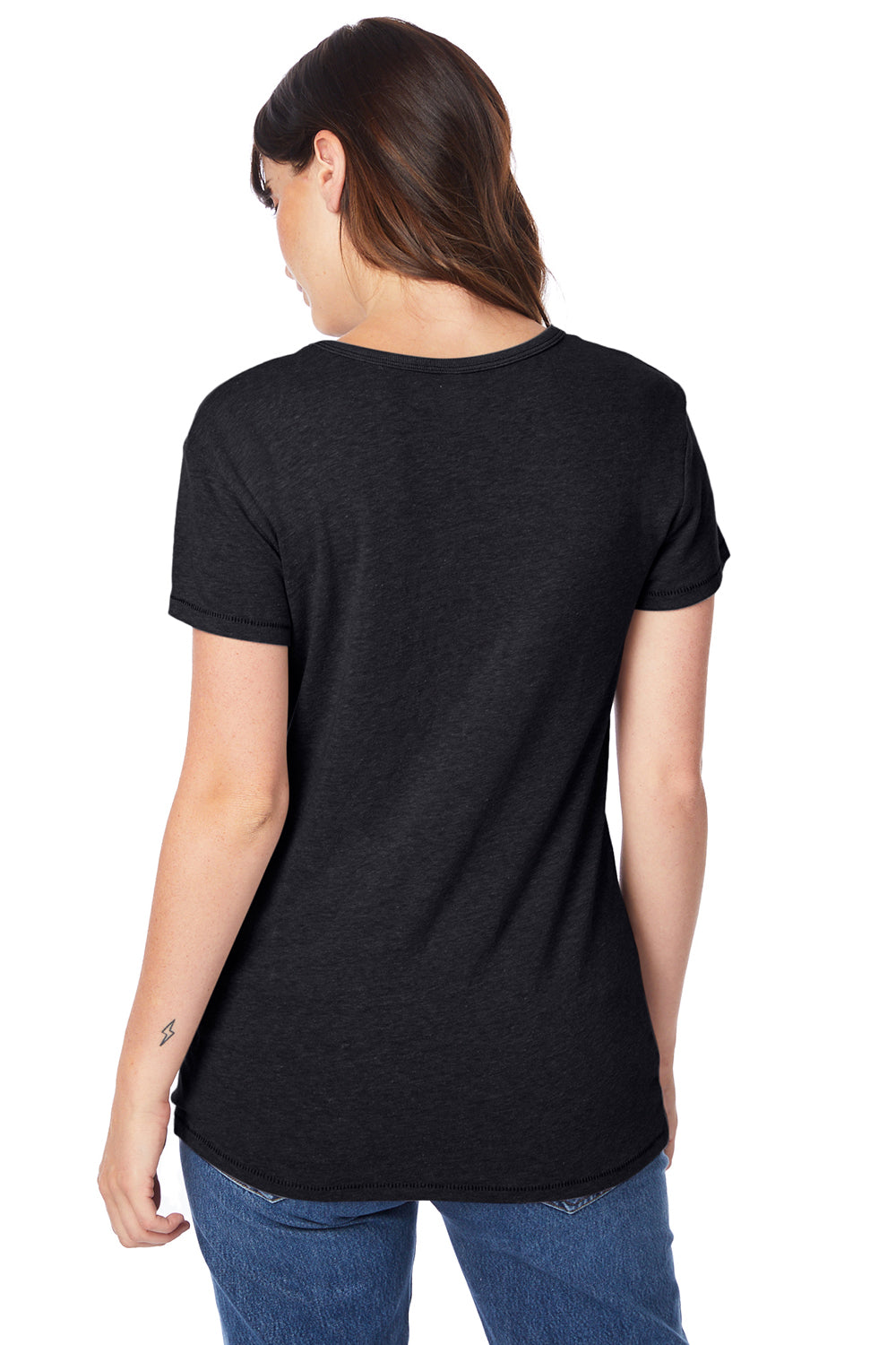 Alternative AA5052/05052BP/5052 Womens Keepsake Vintage Jersey Short Sleeve Crewneck T-Shirt Black Model Back