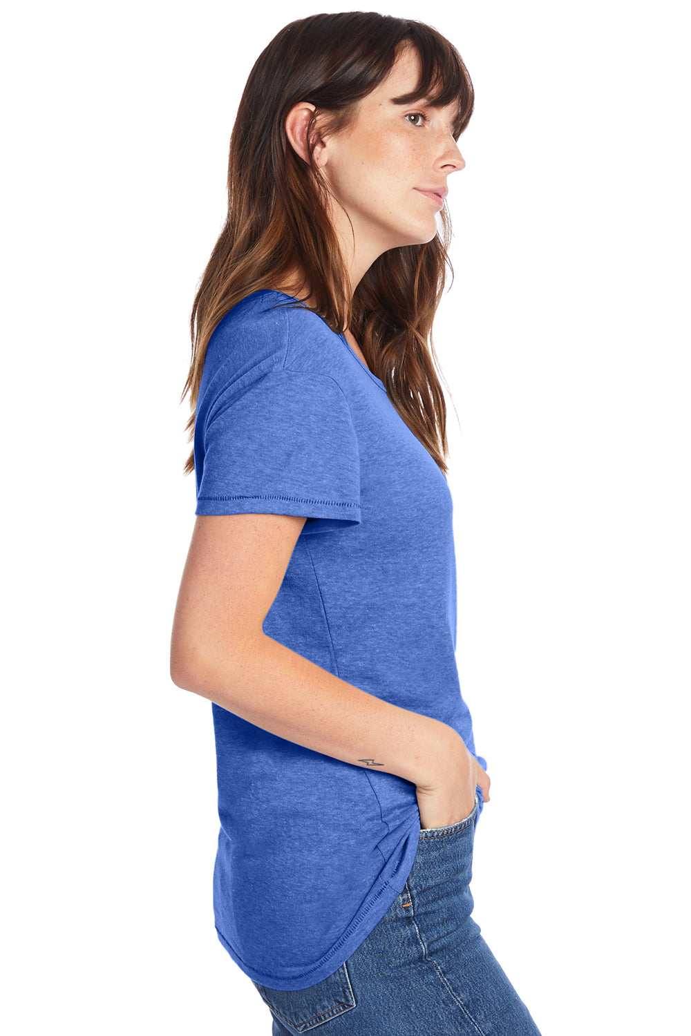 Alternative AA5052/05052BP/5052 Womens Keepsake Vintage Jersey Short Sleeve Crewneck T-Shirt Vintage Royal Blue Model Side