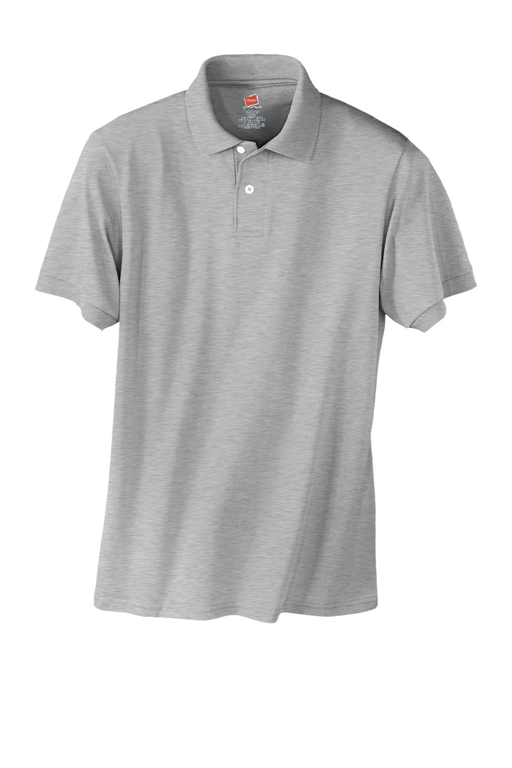 Hanes 054X Mens EcoSmart Short Sleeve Polo Shirt Light Steel Grey Flat Front