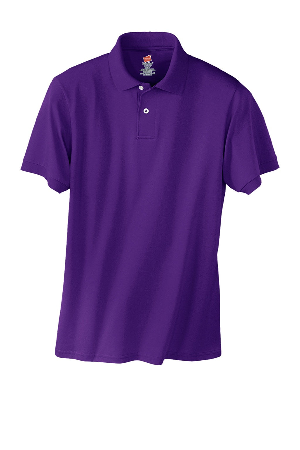 Hanes 054X Mens EcoSmart Short Sleeve Polo Shirt Purple Flat Front