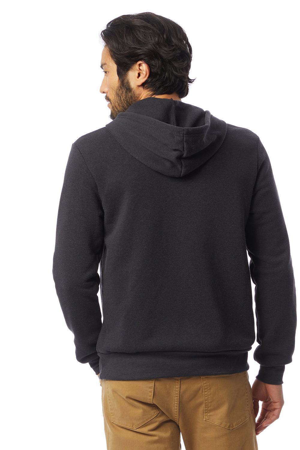 Alternative AA9595/09595F2/9595 Mens Challenger Eco Fleece Hooded Sweatshirt Hoodie Eco True Black Model Back