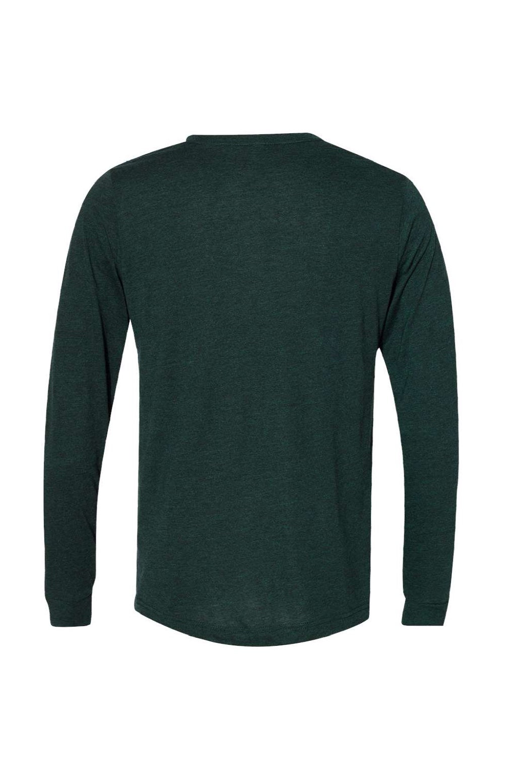 Bella + Canvas BC3513/3513 Mens Jersey Long Sleeve Crewneck T-Shirt Emerald Green Flat Back