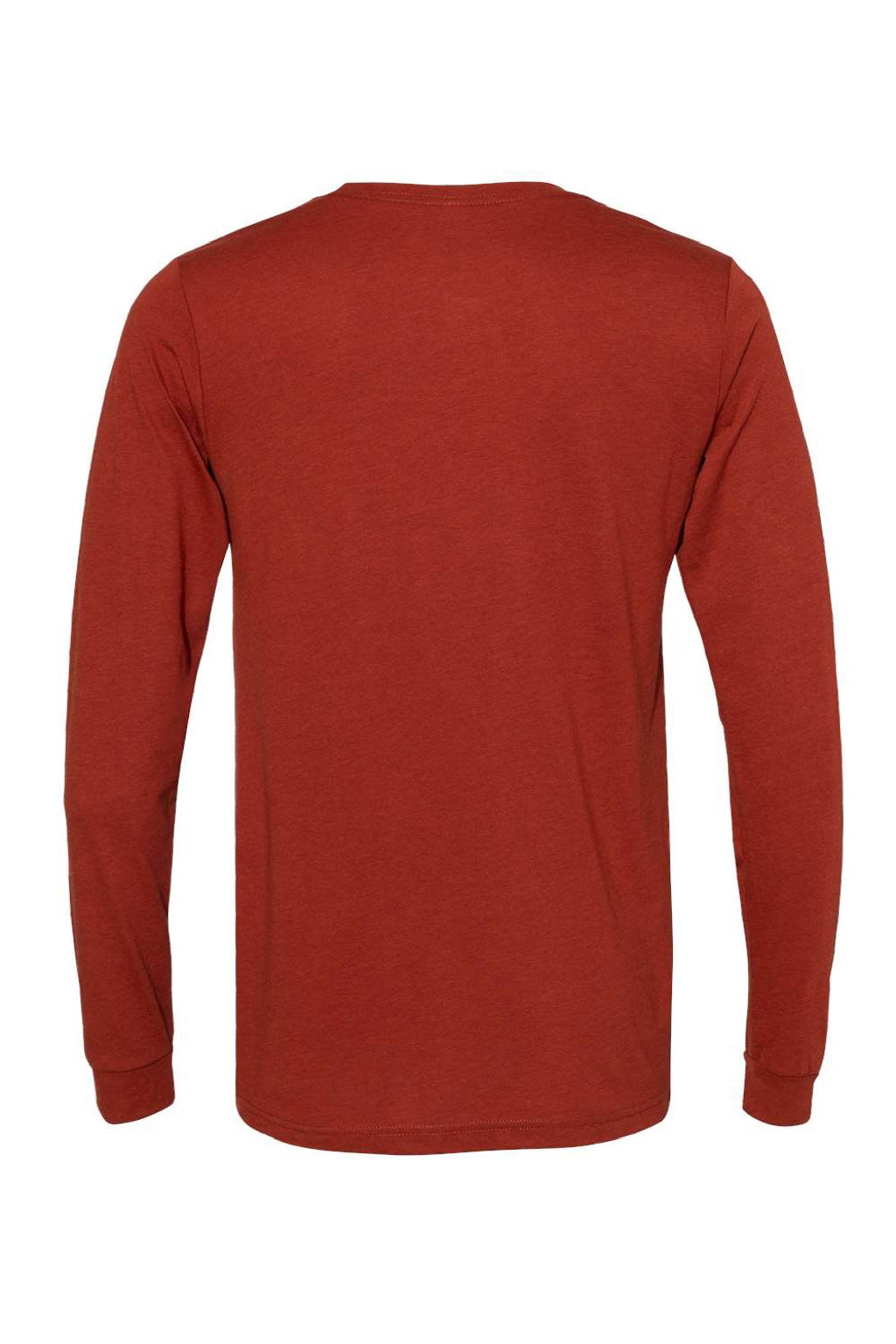 Bella + Canvas BC3513/3513 Mens Jersey Long Sleeve Crewneck T-Shirt Brick Red Flat Back