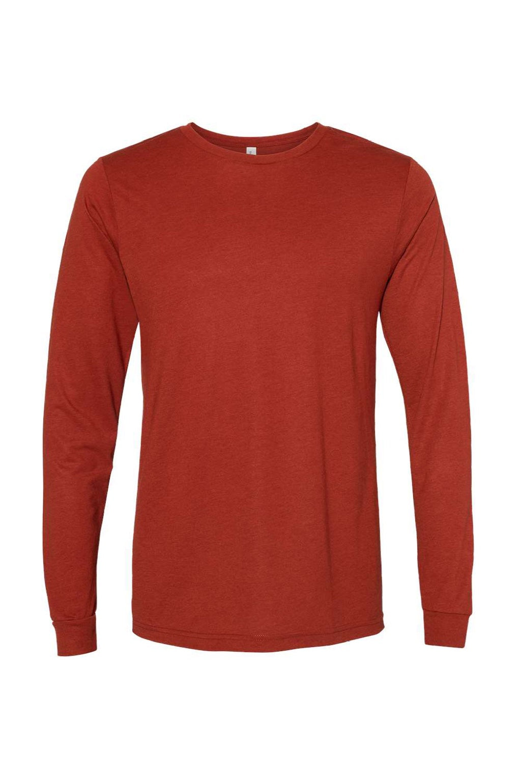 Bella + Canvas BC3513/3513 Mens Jersey Long Sleeve Crewneck T-Shirt Brick Red Flat Front