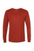 Bella + Canvas BC3513 Mens Long Sleeve Crewneck T-Shirt Brick Red Flat Front