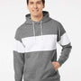 MV Sport Mens Classic Fleece Colorblock Hooded Sweatshirt Hoodie - Graphite Grey/White - NEW