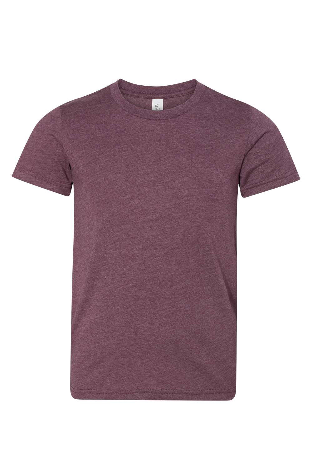 Bella + Canvas 3001Y Youth Jersey Short Sleeve Crewneck T-Shirt Heather Maroon Flat Front