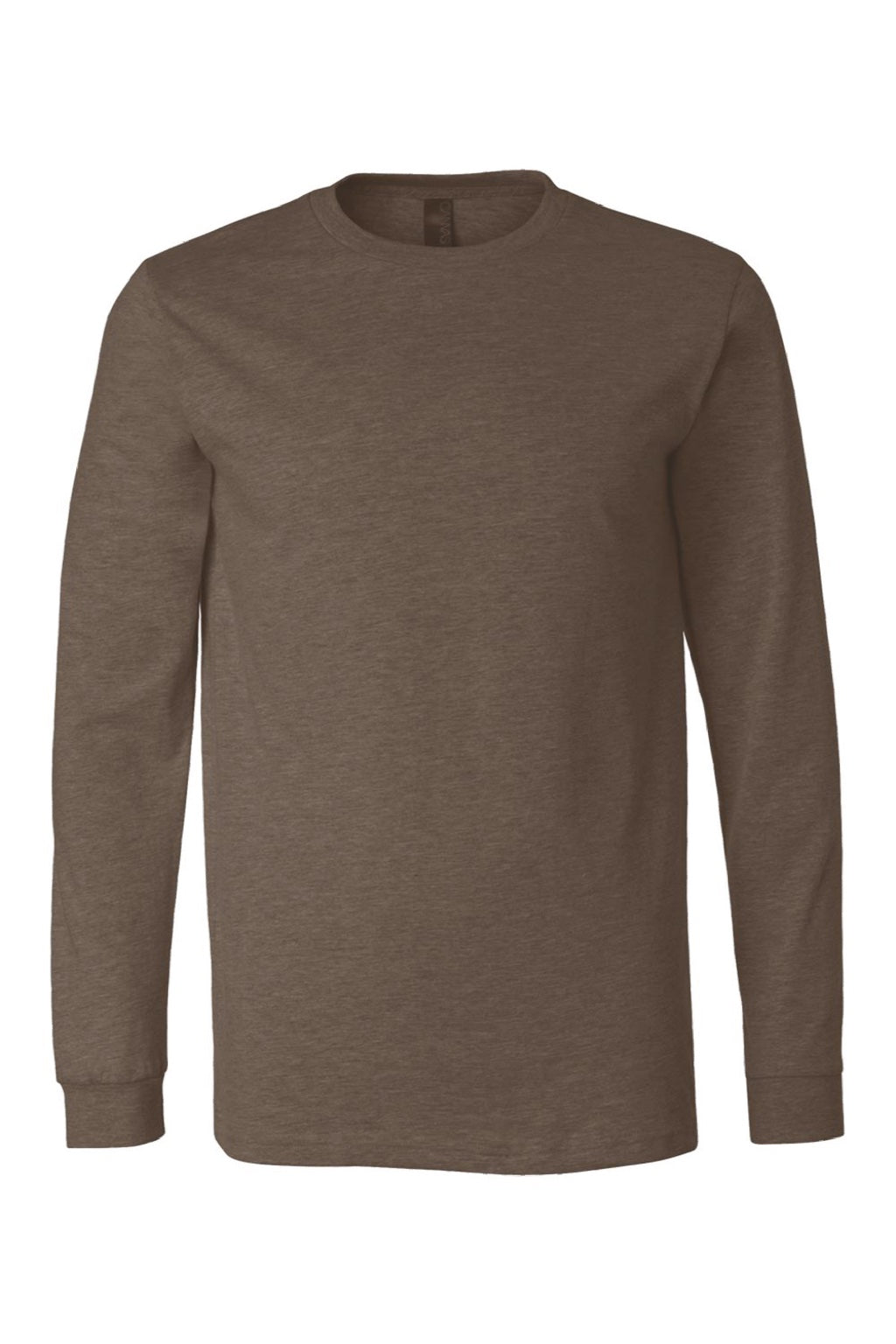 Bella + Canvas BC3501CVC/3501CVC Mens CVC Long Sleeve Crewneck T-Shirt Heather Brown Flat Front