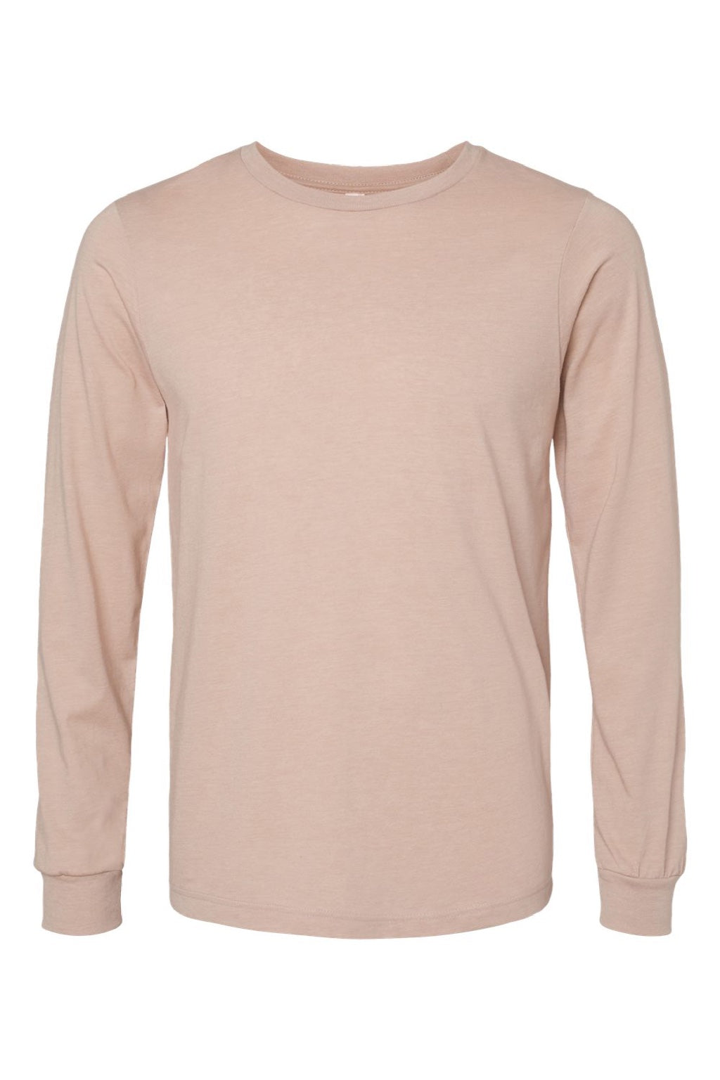 Bella + Canvas BC3501CVC/3501CVC Mens CVC Long Sleeve Crewneck T-Shirt Heather Pink Gravel Flat Front