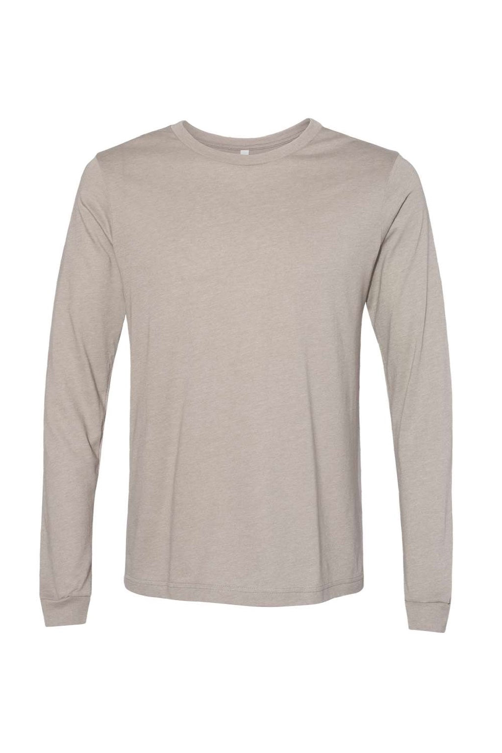 Bella + Canvas BC3501CVC/3501CVC Mens CVC Long Sleeve Crewneck T-Shirt Heather Stone Flat Front
