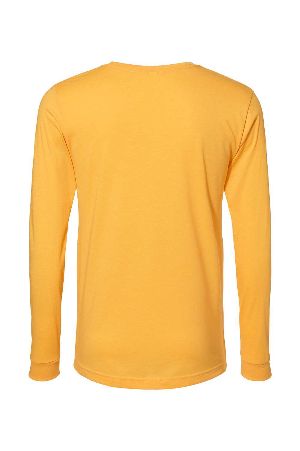 Bella + Canvas BC3501CVC Mens CVC Long Sleeve Crewneck T-Shirt Heather Yellow Gold Flat Back