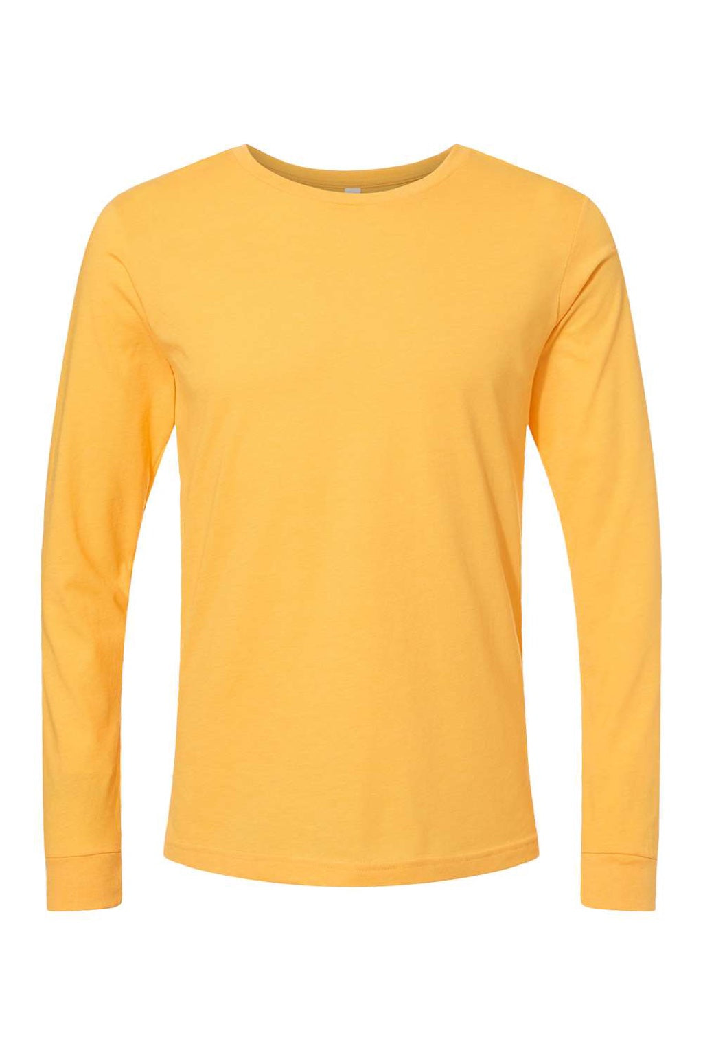 Bella + Canvas BC3501CVC/3501CVC Mens CVC Long Sleeve Crewneck T-Shirt Heather Yellow Gold Flat Front