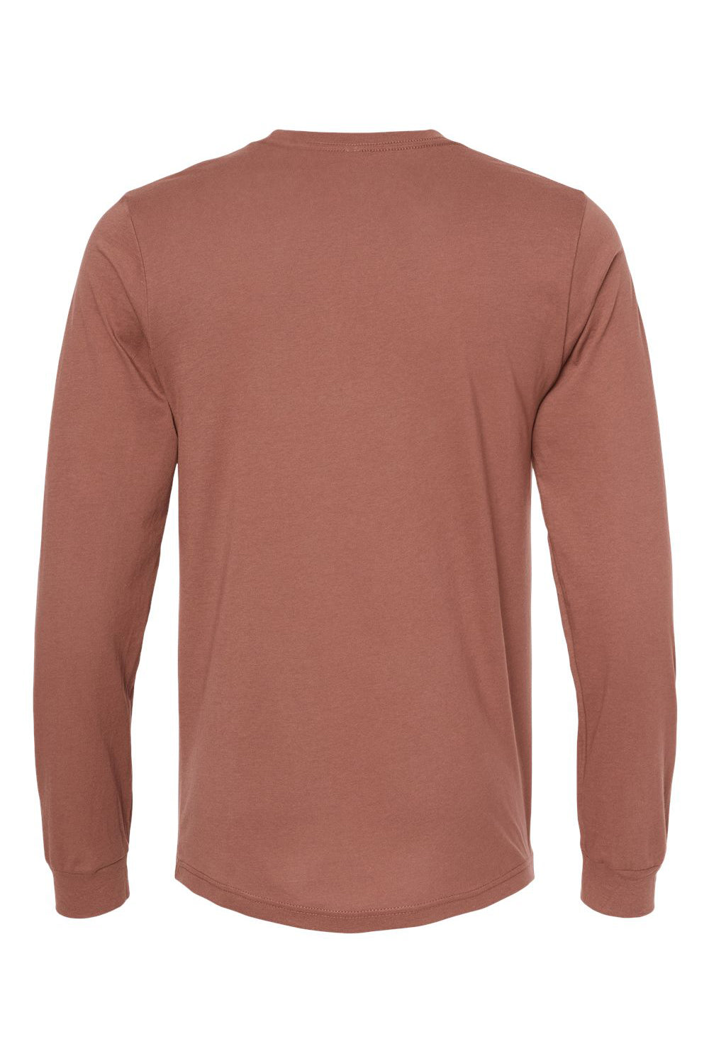 Bella + Canvas BC3501/3501 Mens Jersey Long Sleeve Crewneck T-Shirt Chestnut Brown Flat Back