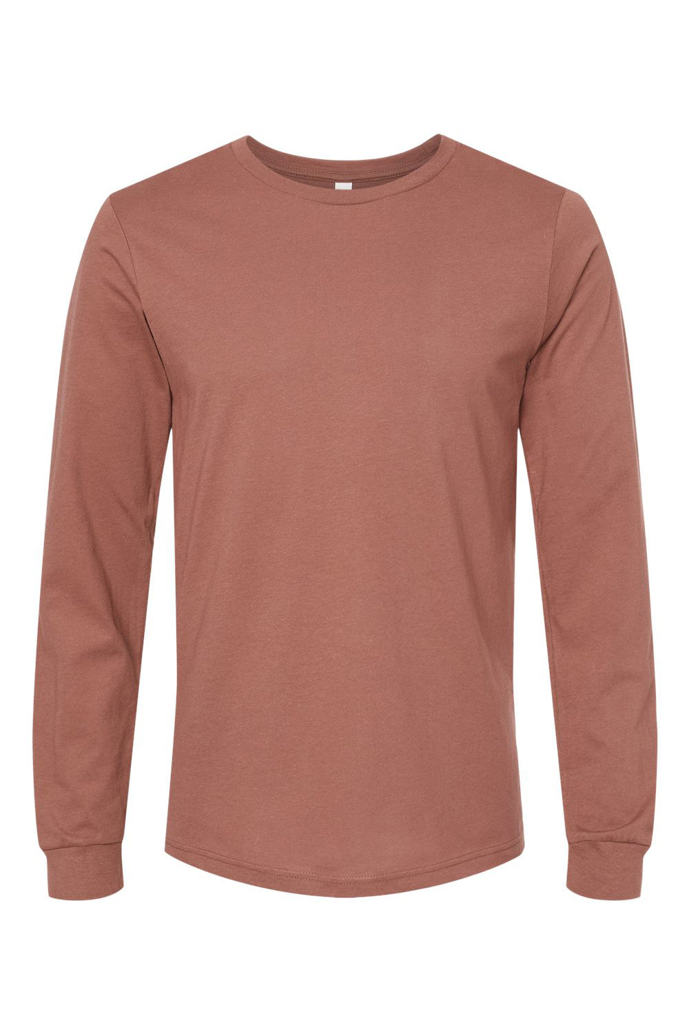 Bella + Canvas BC3501/3501 Mens Jersey Long Sleeve Crewneck T-Shirt Chestnut Brown Flat Front