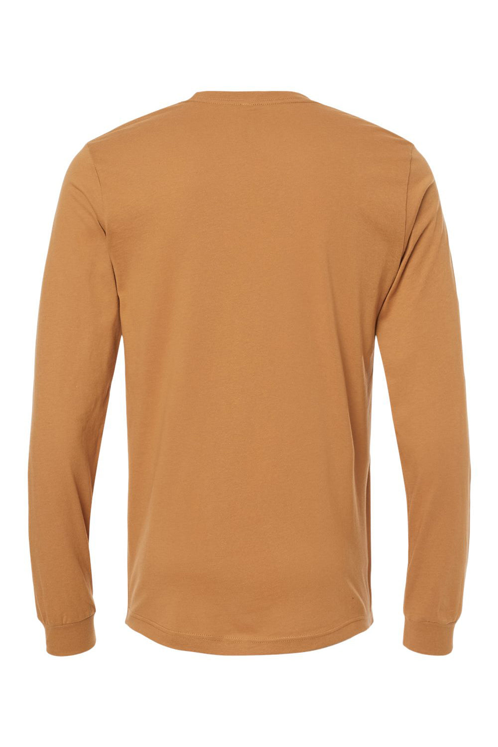 Bella + Canvas BC3501/3501 Mens Jersey Long Sleeve Crewneck T-Shirt Toast Flat Back