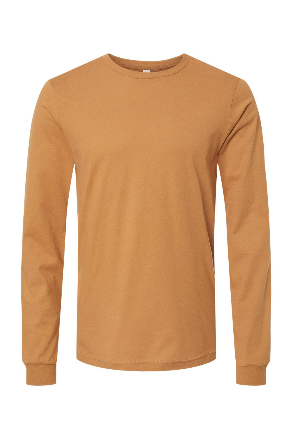 Bella + Canvas BC3501/3501 Mens Jersey Long Sleeve Crewneck T-Shirt Toast Flat Front