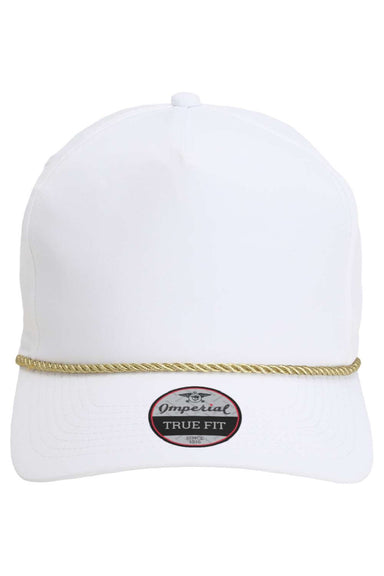 Imperial Hats 5054 Mens The Wrightson Moisture Wicking Snapback Hat White/Metallic Gold Flat Front