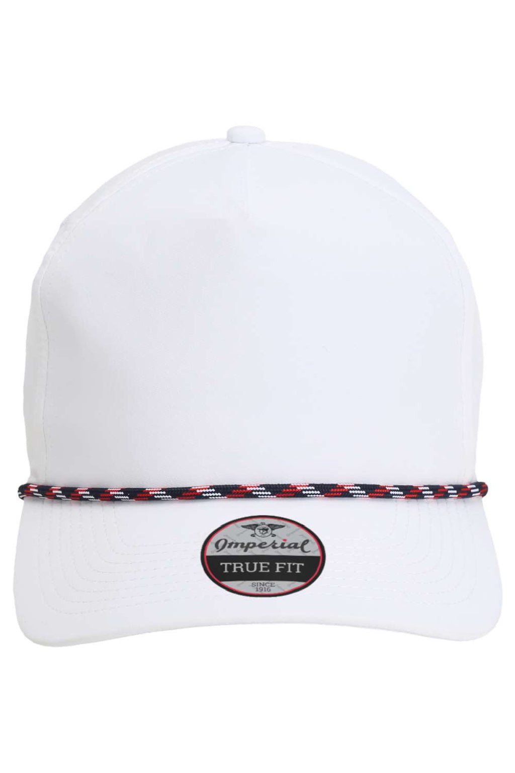 Imperial Hats 5054 Mens The Wrightson Moisture Wicking Snapback Hat White/Navy Blue-Red Flat Front