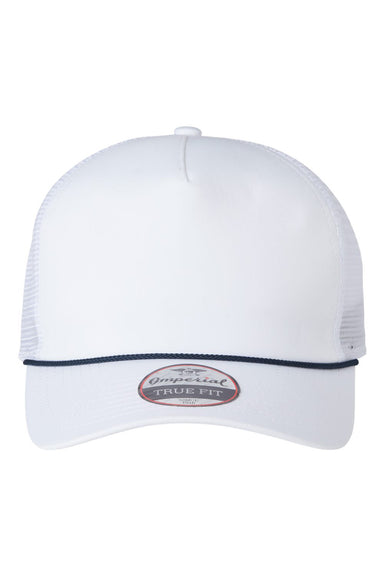 Imperial 5055 Mens The Rabble Rouser Hat White/Navy Blue Flat Front