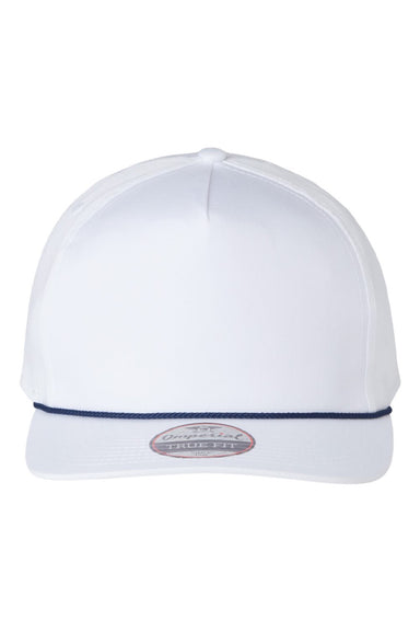 Imperial Hats 5056 Mens The Barnes Snapback Hat White/Navy Blue Flat Front