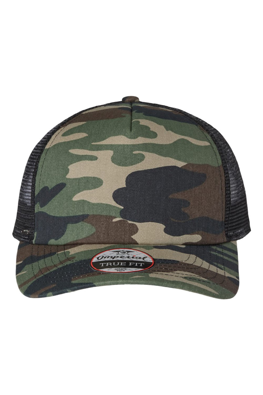 Imperial Hats 1287 Mens North Country Snapback Trucker Hat Camo/Black Flat Front