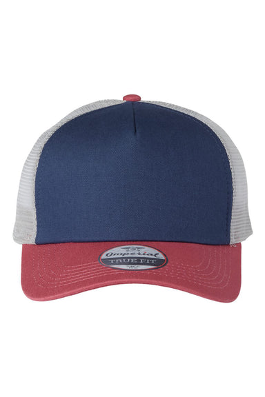 Imperial 1287 Mens North Country Trucker Hat Royal Blue/Nantucket Red/Grey Flat Front