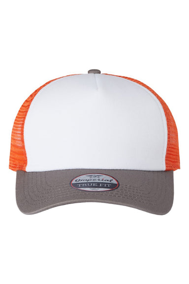 Imperial Hats 1287 Mens North Country Snapback Trucker Hat White/Charcoal Grey/Orange Flat Front