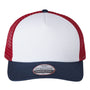 Imperial Mens North Country Snapback Trucker Hat - White/Imperial Navy Blue/Red - NEW