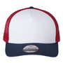 Imperial Hats Mens North Country Snapback Trucker Hat - White/Imperial Navy Blue/Red - Closeout